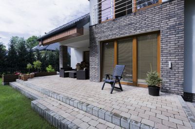 Modern paver patio with clean lines