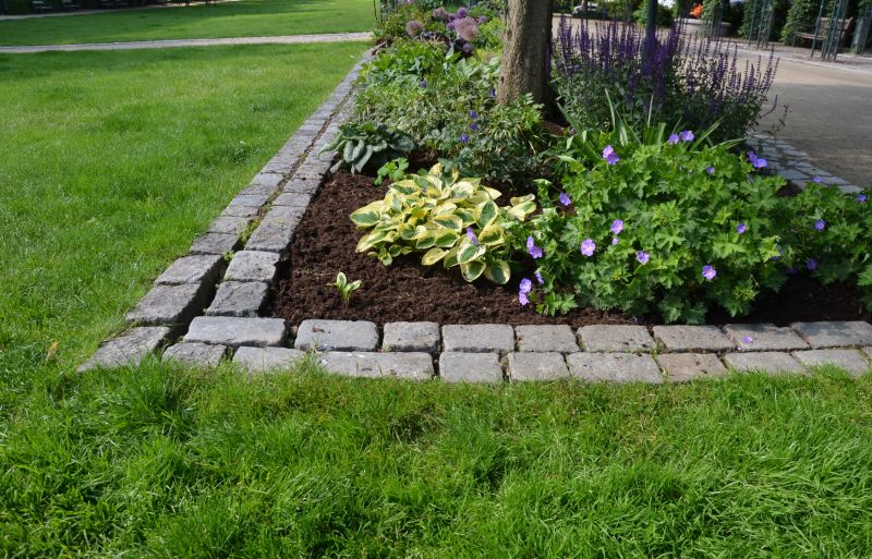 Bordered paver patio